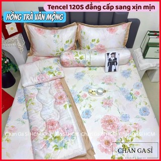 🦚ĐẲNG CẤP🦚Trọn Bộ Chăn Ga Gối Lụa Lyocell 120s Nhập Khẩu Mềm Mát, Mẫu Thiết Kế _ Chăn Ga Sỉ HCM