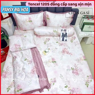🦚ĐẲNG CẤP🦚Trọn Bộ Chăn Ga Gối Lụa Lyocell 120s Nhập Khẩu Mềm Mát, Mẫu Thiết Kế _ Chăn Ga Sỉ HCM