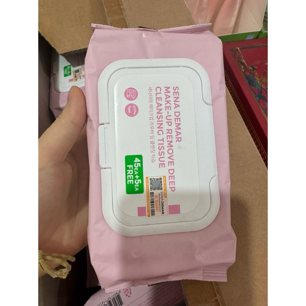 Khăn tẩy trang senademar make-up remove deep cleansing tissue 245g - 45 miếng/gói hạn 2028  IS118