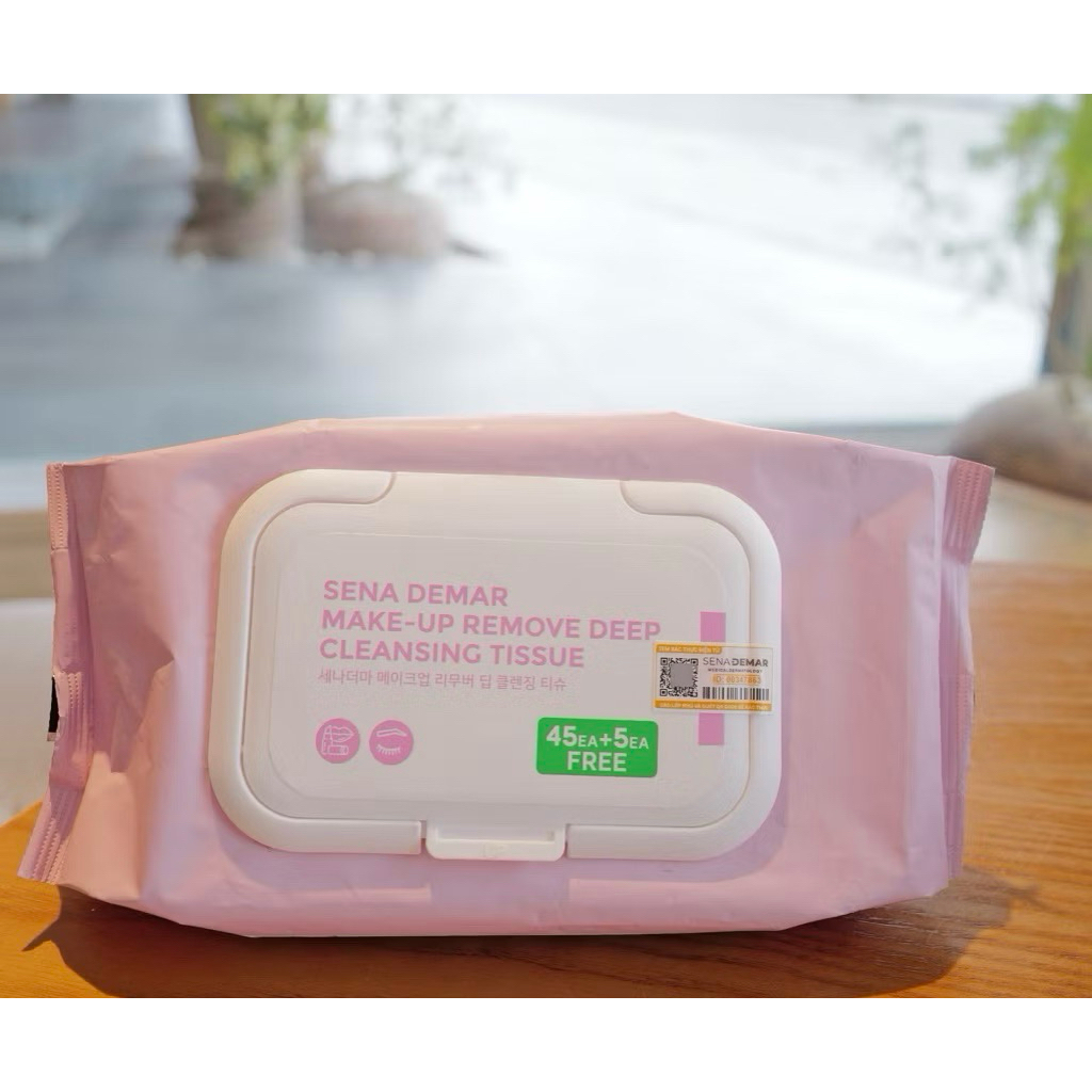 Khăn tẩy trang senademar make-up remove deep cleansing tissue 245g - 45 miếng/gói hạn 2028  IS118