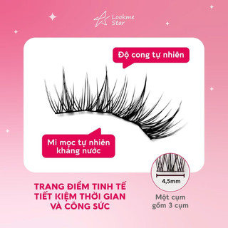 Lông mi giả sẵn keo Lookme Star dễ dàng gắn, có độ cong, mi giả gân trong tự nhiên mềm nhẹ, tái sử dụng nhiều lần