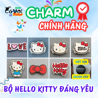 CHARM CHÍNH HÃNG: CHARM HELLO KITTY - HÀNG CHẤT DÀY - CỨNG- NÚT GẮN XỊN