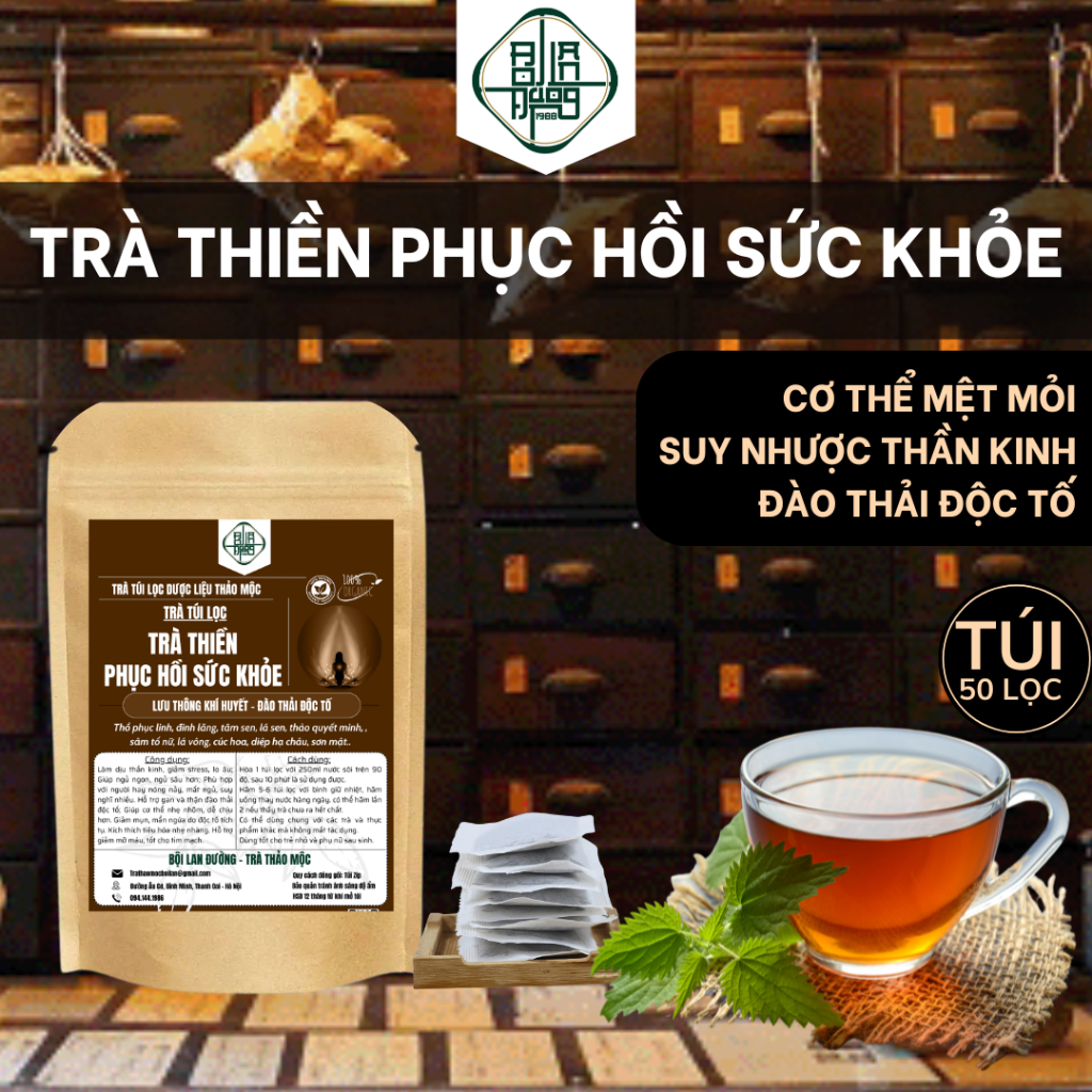 "Quà tặng" Trà thiền, thải độc, an thần giảm stress - Bội Lan Đường - Túi 30 lọc