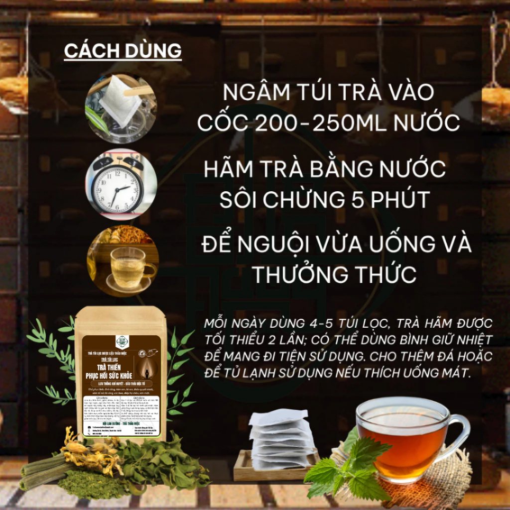"Quà tặng" Trà thiền, thải độc, an thần giảm stress - Bội Lan Đường - Túi 30 lọc