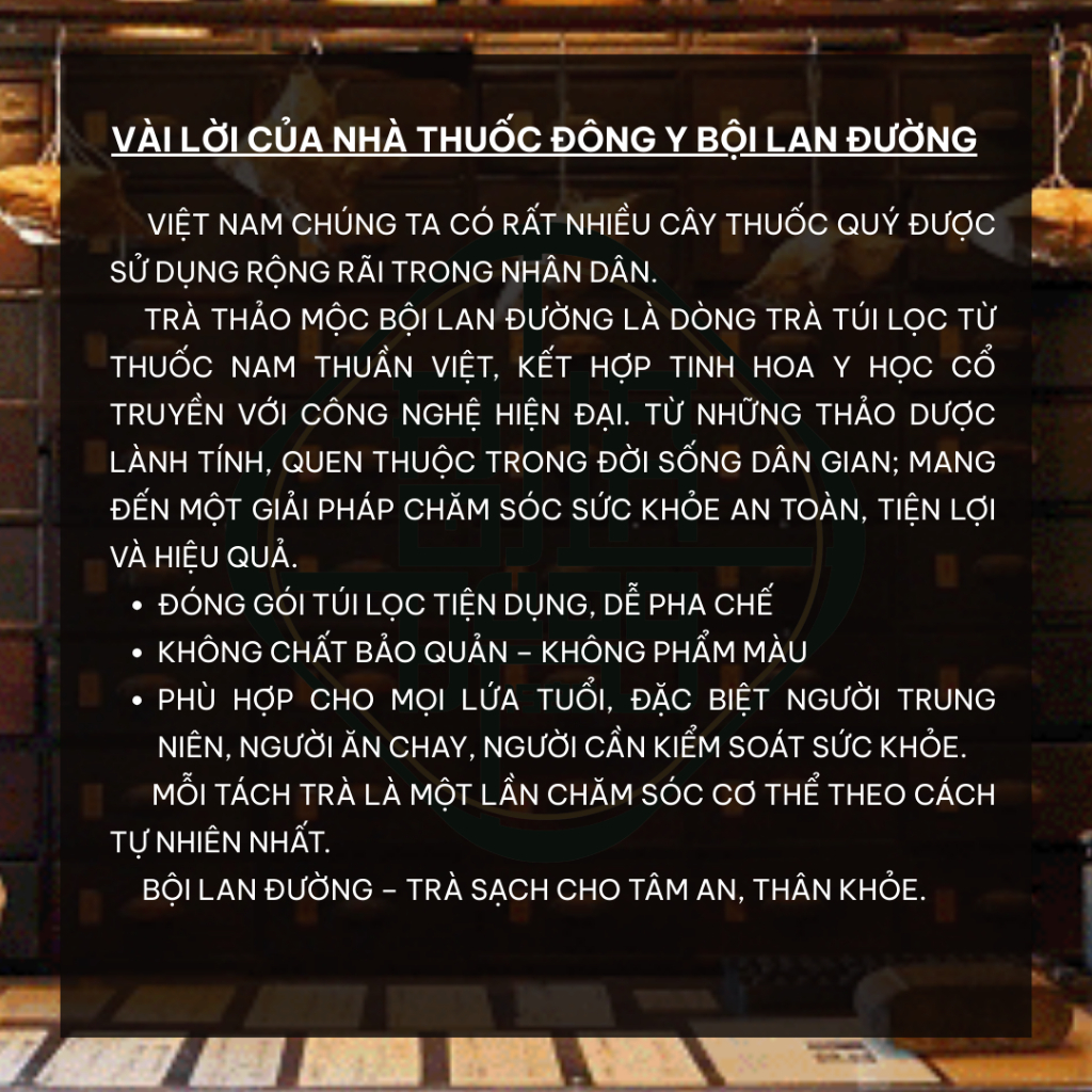 "Quà tặng" Trà thiền, thải độc, an thần giảm stress - Bội Lan Đường - Túi 30 lọc