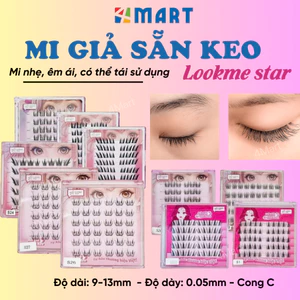 Lông mi giả sẵn keo Lookme Star dễ dàng gắn, có độ cong, mi giả gân trong tự nhiên mềm nhẹ, tái sử dụng nhiều lần