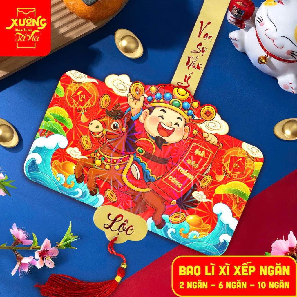 Lì Xì Ngăn Bao Lì Xì Tết 2-6-10 Ngăn Thần Tài Ngựa Đầu Lân Năm Mới Hot Trend 2026  - PUPU HOUSE