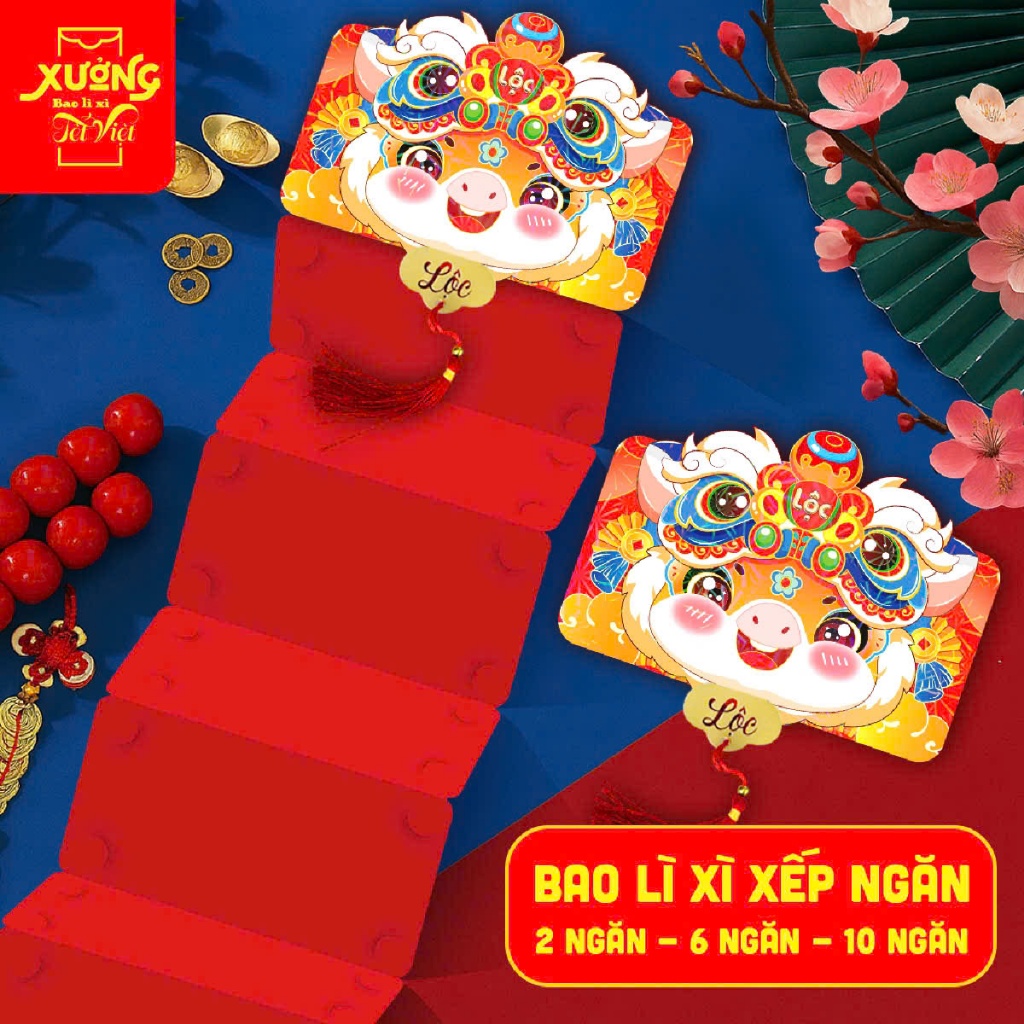 Bao Lì Xì Gấp Ngăn 2-6-10 Ngăn Đầu Lân Thần Tài Ngựa Cao Cấp Tết 2026 Bính Ngọ Tết Nguyên Đán - Đồ Chơi Cho Bé  PUKAPI