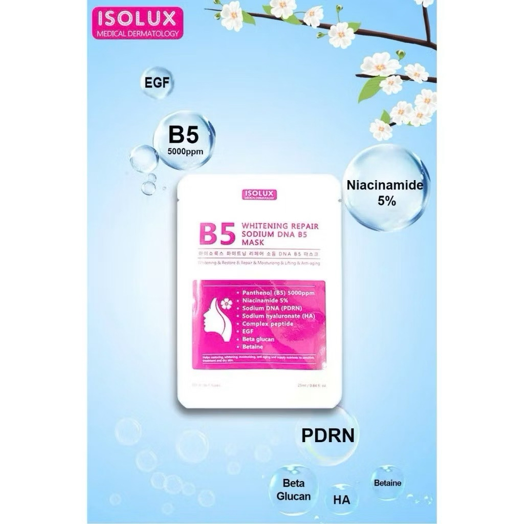 20-50 miếng mặt nạ b5 ISOLUX whitening repair sodium DNA B5 HQ dưỡng trắng mờ thâm sạm nám hd 2029 IS52