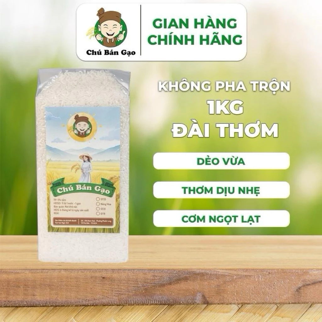 1KG Gạo Đài Thơm 8 Đồng Biển Chú Bán Gạo , Dẻo Vừa - Cơm Ngọt Lạt - Thơm Thoang Thoảng