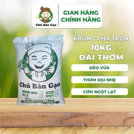 10KG Gạo Đài Thơm 8 Đồng Biển Chú Bán Gạo , Dẻo Vừa - Cơm Ngọt Lạt - Thơm Thoang Thoảng