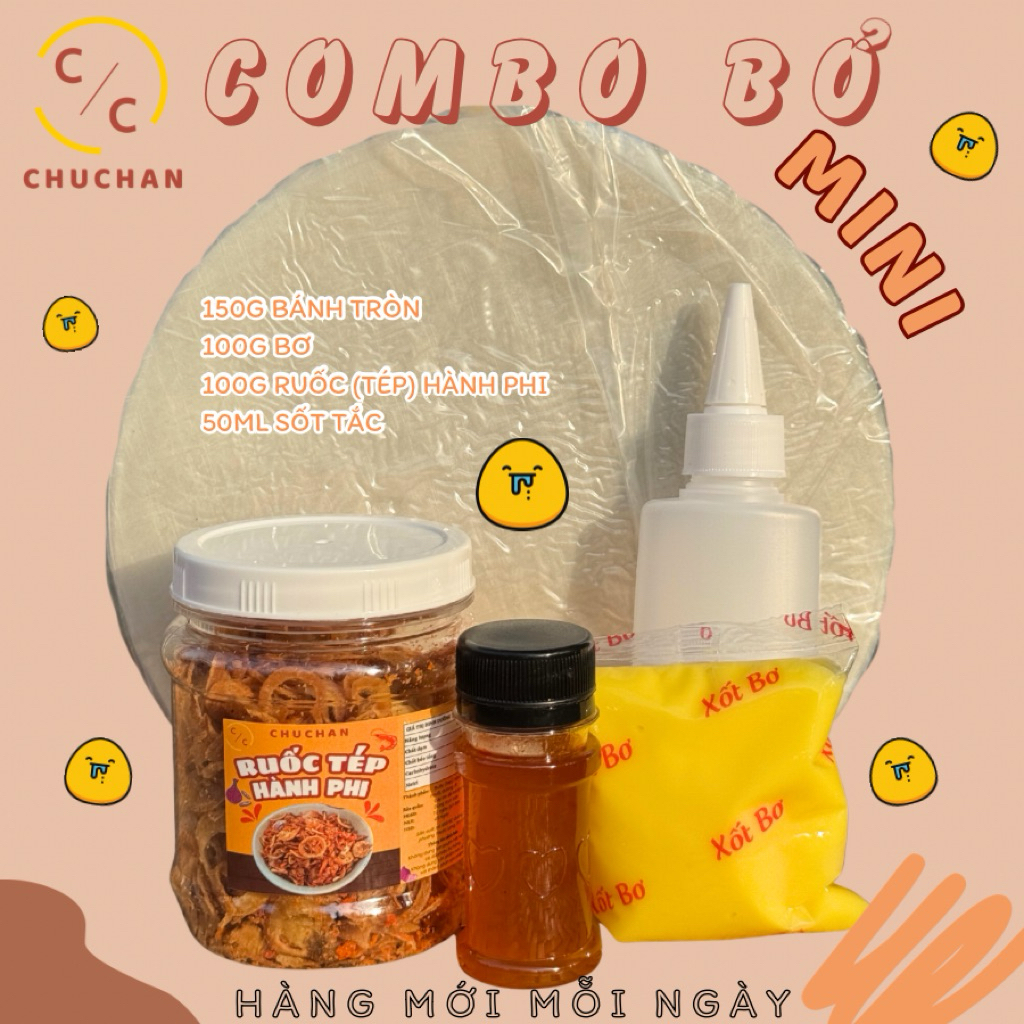 ChuChan Combo Bánh Tráng Phơi Sương kèm Bơ, muối tép hành phi, tặng lọ sốt tắc