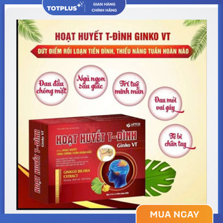 Hoạt huyết T - Đình Ginko VT – Hỗ trợ tăng cường tuần hoàn máu não - Hộp 60 viên