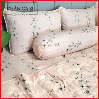 ✅LINK ĐỦ SIZE✅Bộ 4 Món Ga Gối Lyocell Microfiber Thoáng Mát, Vỏ Gối Ôm Khóa Kéo _ Chăn Ga Sỉ HCM