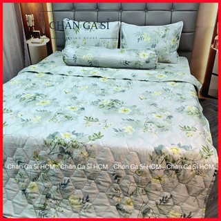 ✅LINK ĐỦ SIZE✅Bộ 5 Món Chăn Ga Gối Lyocell Microfiber Thoáng Mát, Vỏ Gối Ôm Khóa Kéo_Chăn Ga Sỉ HCM
