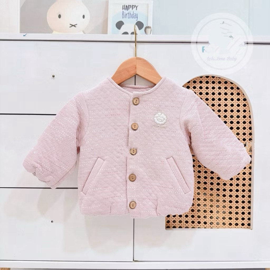 Nous Baby tháng 10 Bộ quần áo dài tay,khoác ấm cho bé cổ trụ phối họa tiết xinh yêu cho bé