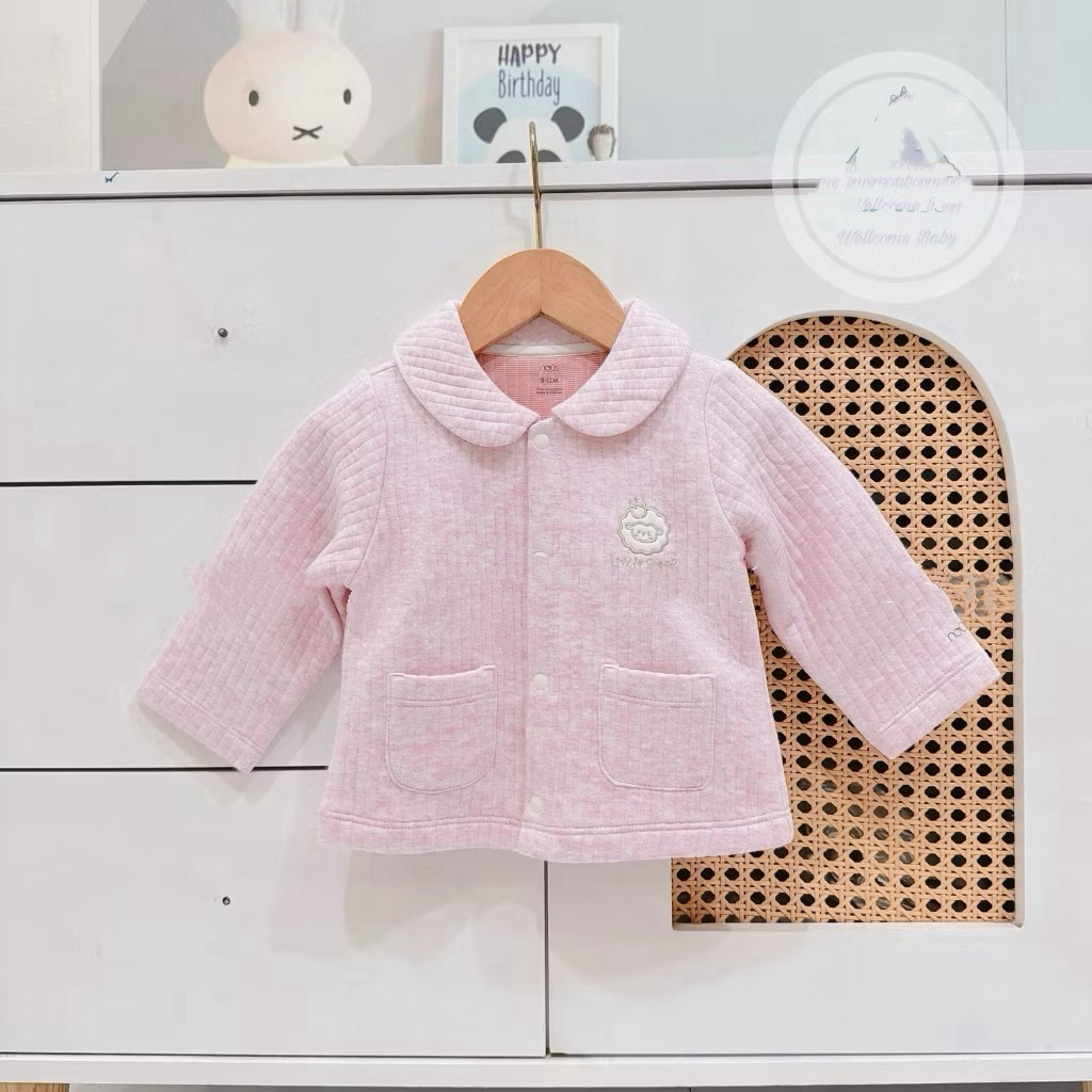 Nous Baby tháng 10 Bộ quần áo dài tay,khoác ấm cho bé cổ trụ phối họa tiết xinh yêu cho bé