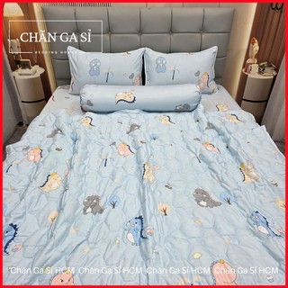✅LINK ĐỦ SIZE✅Bộ 5 Món Chăn Ga Gối Lyocell Microfiber Thoáng Mát, Vỏ Gối Ôm Khóa Kéo_Chăn Ga Sỉ HCM
