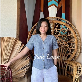 Áo kiểu dáng vest tay ngắn, Linen tưng washed. JUNE LINEN #A45