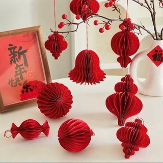 Lồng Đèn Giấy Cứng Loại Đẹp Hot Trend Mini Màu Đỏ Đậm Dùng Trang Trí Lễ Hội Tết Năm 2026