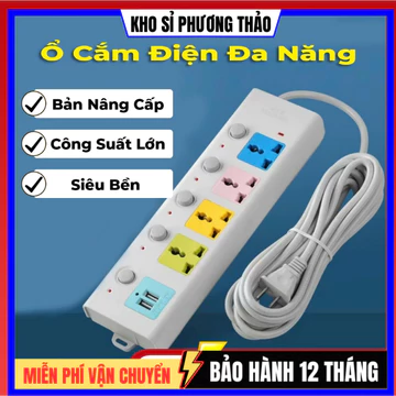 Ổ Cắm Điện Đa Năng M1 Công Suất Lớn Dây Dài Ổ Cắm Điện Thông Minh 2 Cổng Cắm USB Chống Giật An Toàn Hàng đẹp
