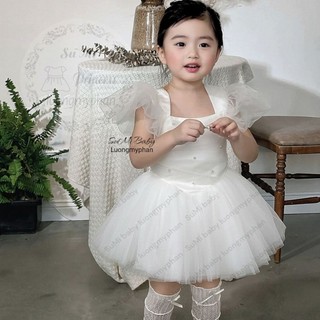 [ Hàng cao cấp ] [ Tặng kẹp lông vũ ] Váy công chúa thiên nga trắng vải ren siêu mềm mịn cho bé  - Váy dự tiệc bé gái