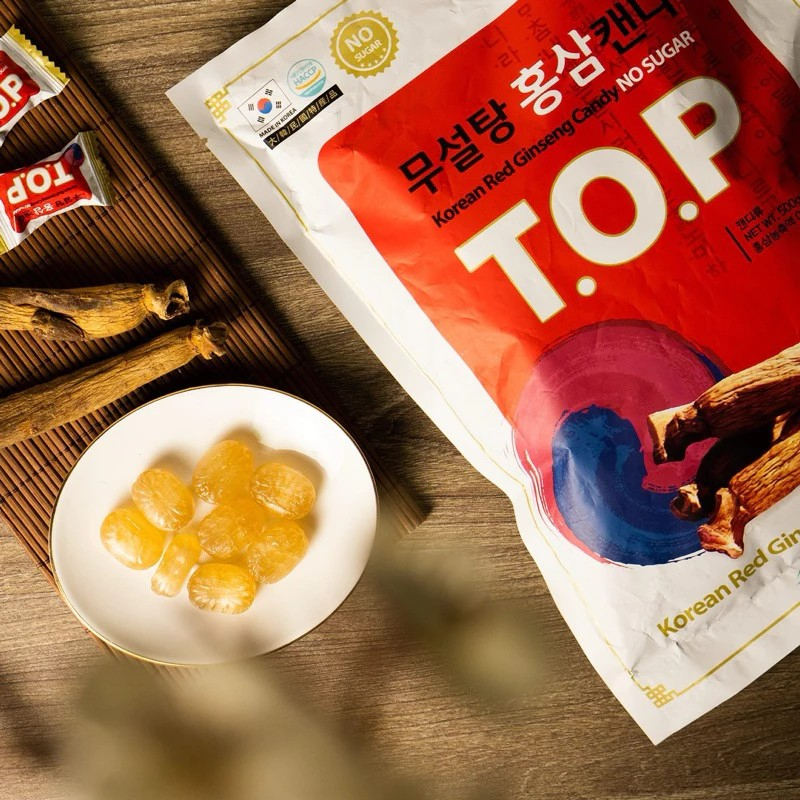 Kẹo Sâm Không Đường T.O.P Deasan 500gr/bịch