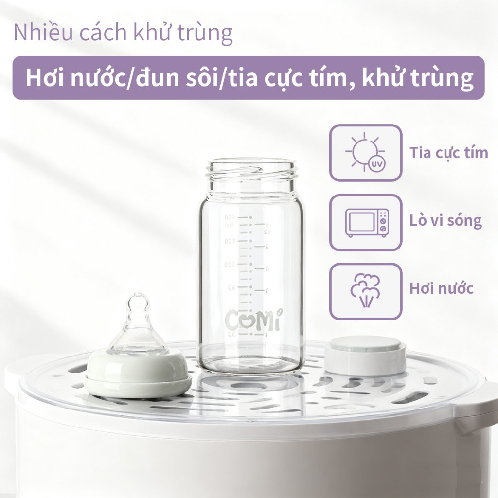 COMI Bình Thủy Tinh Trữ Sữa Cho Bé Dung 180ml Bình bảo quản sữa mẹ chuyên dụng Cổ rộng  Có thể kết nối với máy hút sữa