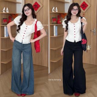 (HAVANA) Quần jeans basic ống rộng basic viền chỉ nổi #8421 QJ360