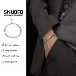 SNUOFO - Vòng tay nam bản phẳng, phong cách, đơn giản, kiểu Hàn Quốc, cá tính, kiểu Cuba.