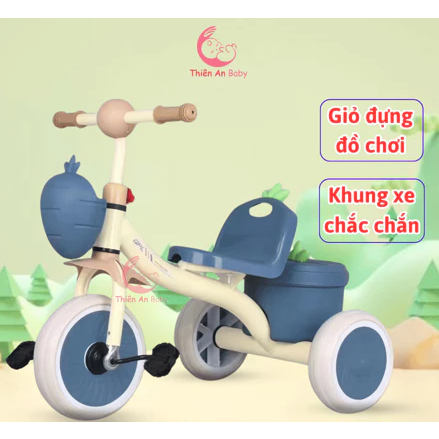 Xe đạp cho bé cà rốt CÓ GIỎ ĐỰNG ĐỒ CHƠI, xe đạp trẻ em 3 bánh, xe đạp 3 bánh cho bé từ 2 - 6 tuổi