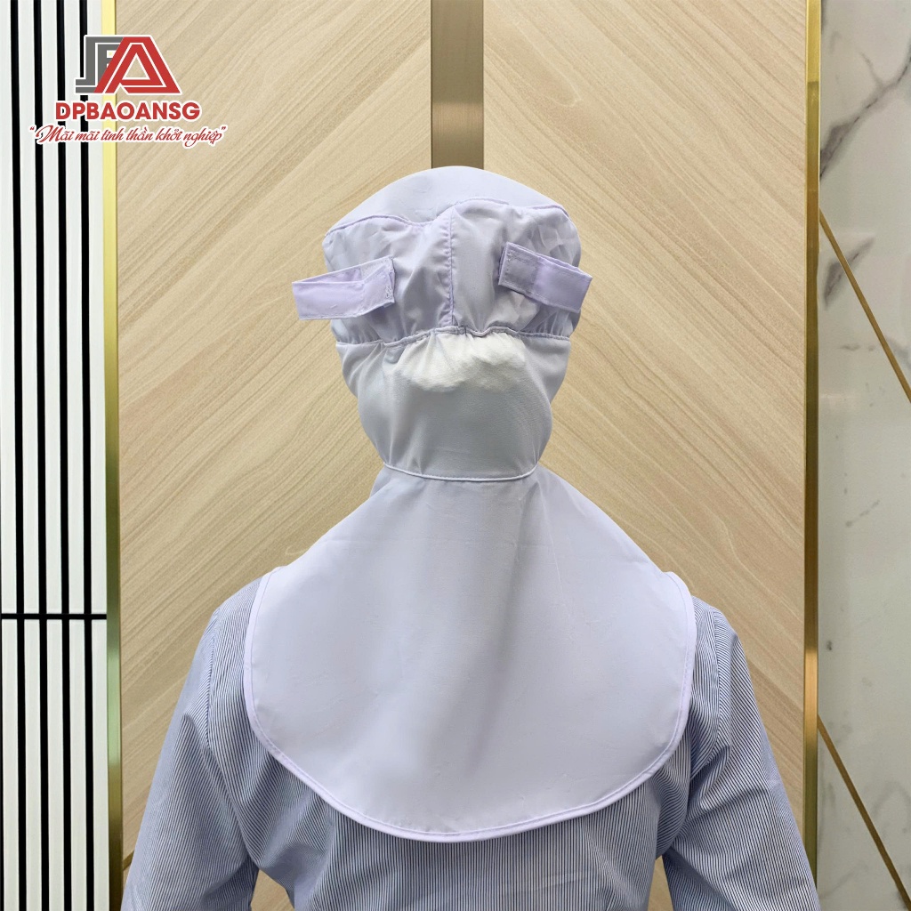 Nón Vải Trùm Đầu Phủ Vai Gáy Công Nhân Thực Phẩm, Thủy Sản – Màu Trắng Sạch Sẽ, Dễ Đội