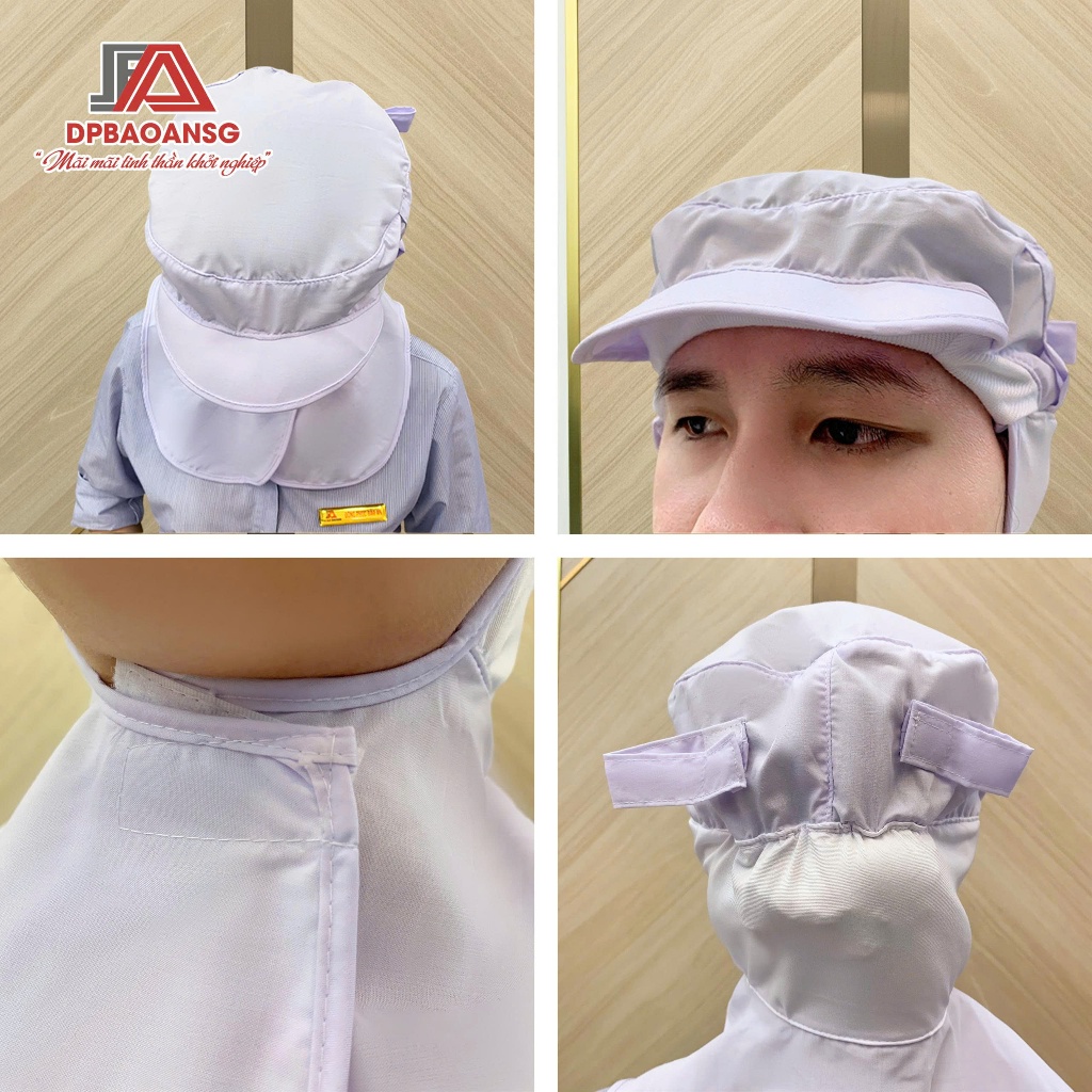 Nón Vải Trùm Đầu Phủ Vai Gáy Công Nhân Thực Phẩm, Thủy Sản – Màu Trắng Sạch Sẽ, Dễ Đội