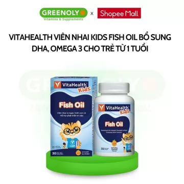 Viên Nhai VitaHealth Kids Fish Oil Bổ Sung DHA, Omega 3 Cho trẻ Từ 1 Tuổi 30 Viên