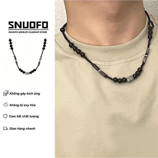 SNUOFO - Dây chuyền hạt cườm kiểu Trung Quốc mới phong cách cổ điển dây đeo quai hàm phụ kiện unisex