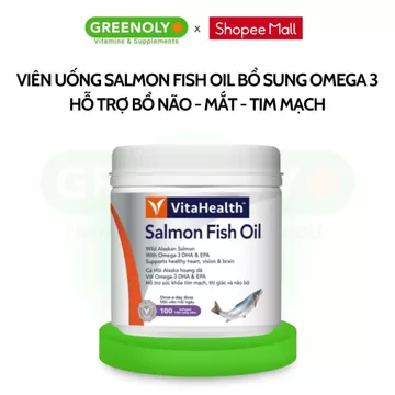 Viên Uống VitaHealth Salmon Fish Oil Bổ Sung Omega 3, Giảm Nguy Cơ Xơ Vữa Động Mạch 100 Viên