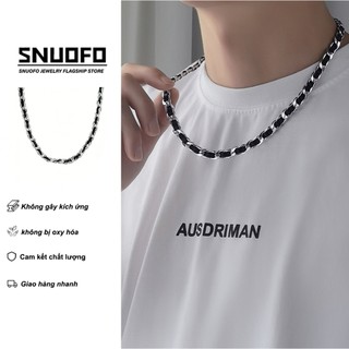 SNUOFO - Dây chuyền thép titan đen cao cấp dành cho nam thiết kế hip hop cổ điển dây da bền màu