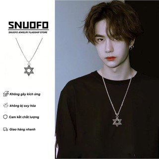 SNUOFO - Mặt dây chuyền hình ngôi sao sáu cánh phụ kiện thời trang và độc đáo bằng thép titan dành cho nam và nữ