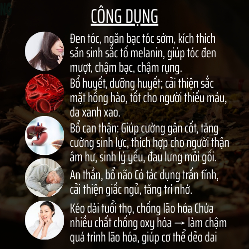 Đông Cát Đường - Hà thủ ô nguyên chất dạng Hoàn - Được chế từ hà thủ ô thiên nhiên cửu chưng cửu sái - Túi 500v