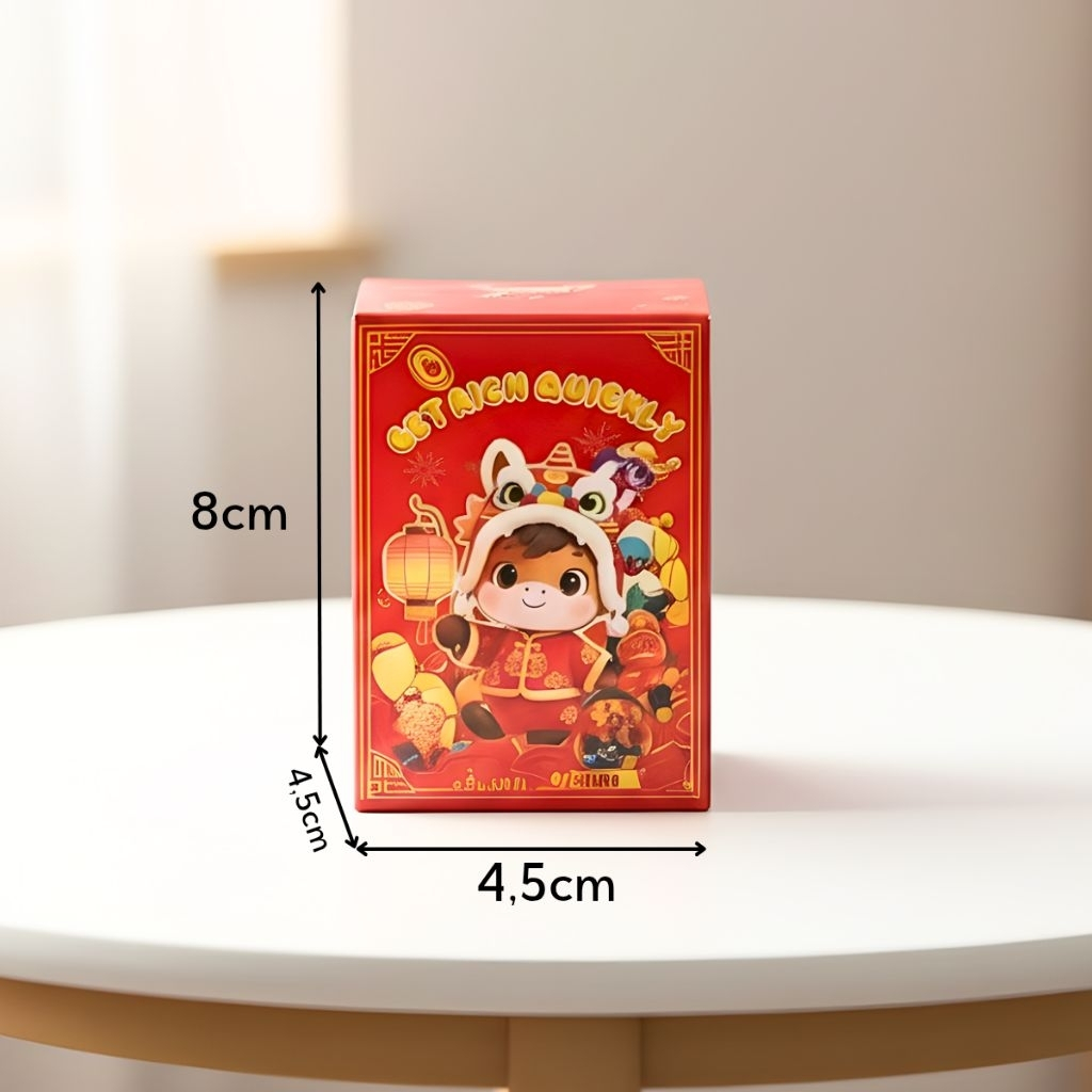 Blind box 24 hộp mù móc khoá Thần Tài Tết, Pop Mart bóc quà bí mật hộp, Sét 24 móc khóa Tết thần tài quà tặng cho bé