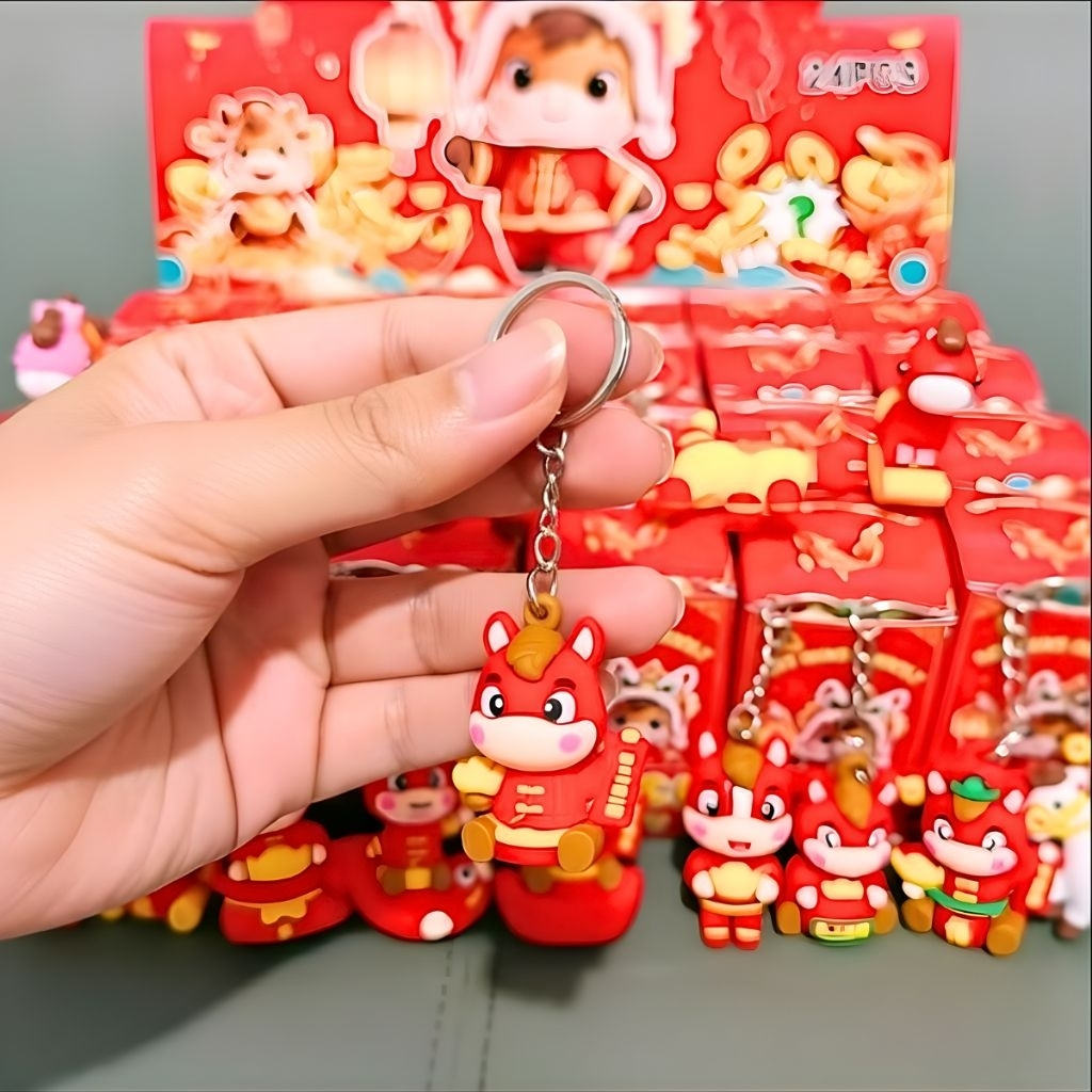Blind box 24 hộp mù móc khoá Thần Tài Tết, Pop Mart bóc quà bí mật hộp, Sét 24 móc khóa Tết thần tài quà tặng cho bé