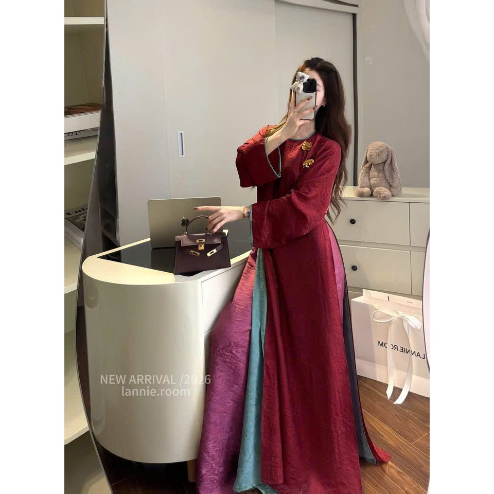 ZIMM STORE-Áo dài nữ chất lụa mềm mịn form dài truyền thống