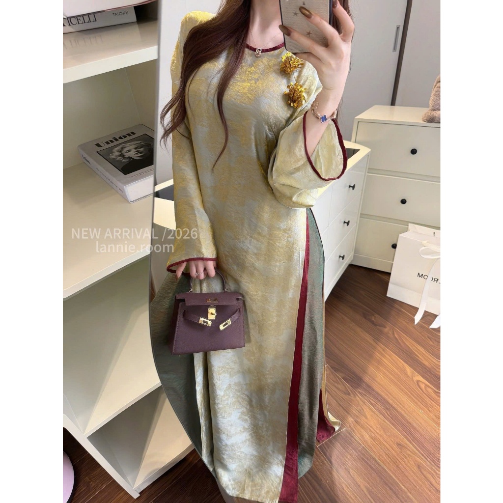 ZIMM STORE-Áo dài nữ chất lụa mềm mịn form dài truyền thống