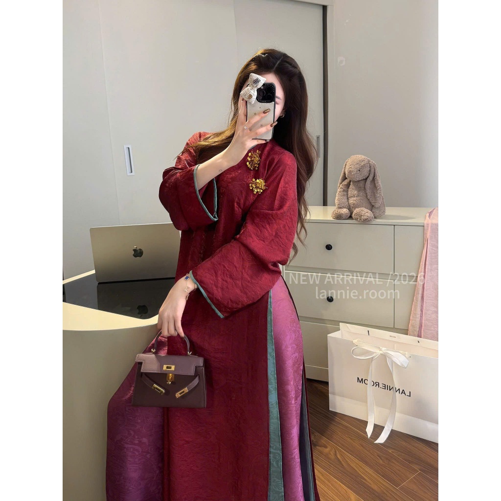 ZIMM STORE-Áo dài nữ chất lụa mềm mịn form dài truyền thống