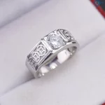 Nhẫn bạc nam kim tiền đính đá 6mm màu xi vàng 18K, xi vàng hồng, xi bạch kim bản nhỏ sang trọng NNA0879 - Trang Sức TNJ — ảnh 6