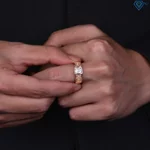 Nhẫn bạc nam kim tiền đính đá 6mm màu xi vàng 18K, xi vàng hồng, xi bạch kim bản nhỏ sang trọng NNA0879 - Trang Sức TNJ — ảnh 3