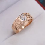 Nhẫn bạc nam kim tiền đính đá 6mm màu xi vàng 18K, xi vàng hồng, xi bạch kim bản nhỏ sang trọng NNA0879 - Trang Sức TNJ — ảnh 5