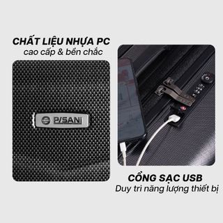 [VOUCHER 1 TRIỆU] Vali Kéo MIAvn Pisani VITTA - Vali Xách Tay size 20 , Nhựa PC Cao Cấp, Tích Hợp Cổng Sạc Dự Phòng