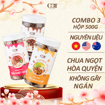 Combo 3 Hũ 500g Granola Siêu Hạt – Mix 6 Vị Bất Kỳ, Giòn Ngon, Ăn Kiêng - Ăn Sáng & Ăn Vặt Lành Mạnh – OGI Nutrition