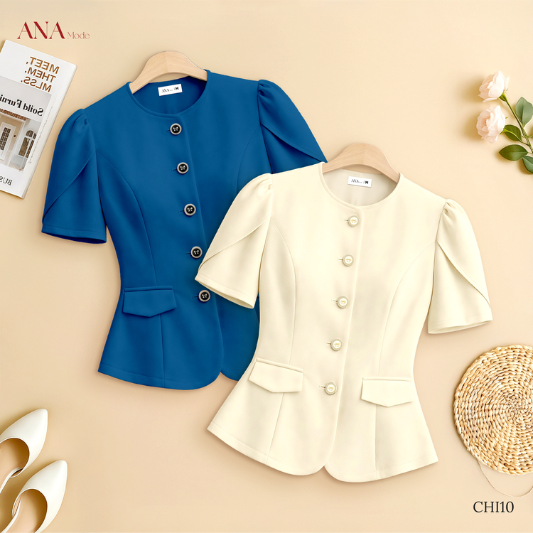 Áo Kiểu Công Sở Trung Niên ANA Mode Chất Liệu Cotton Lạnh Sang Trọng Đi Tiệc Quà Tặng Mẹ AK25CHI10